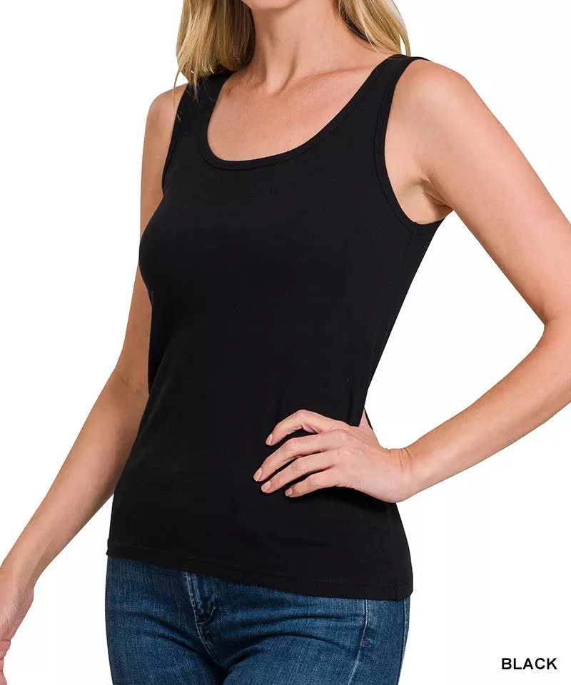 Essential Solid Basic Scoop Neck Tank Top