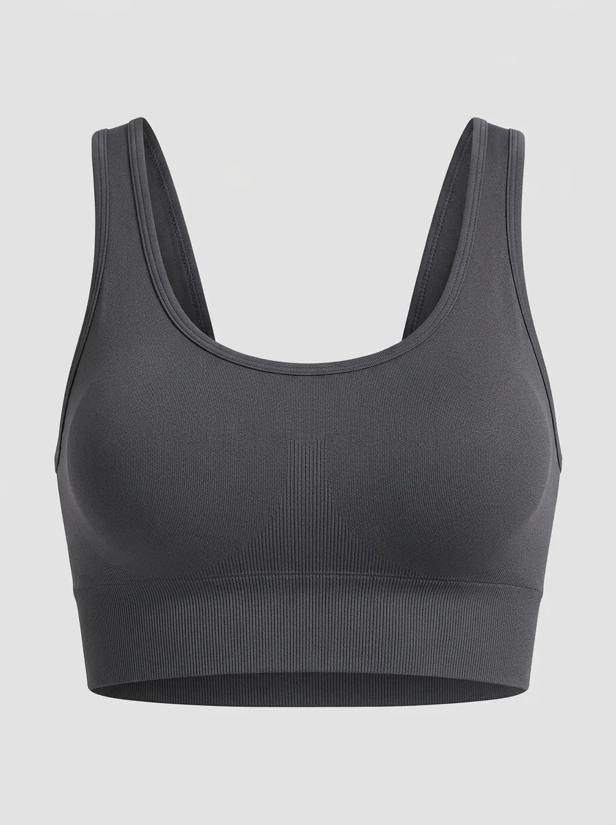 Women's Scoop-Neck Reinforced-Trim Ribbed Sports Bra