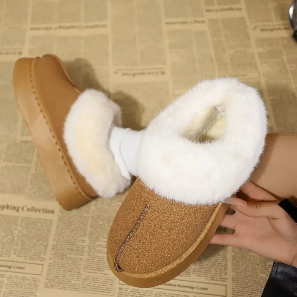 Fuzzy Trim Platform Boots