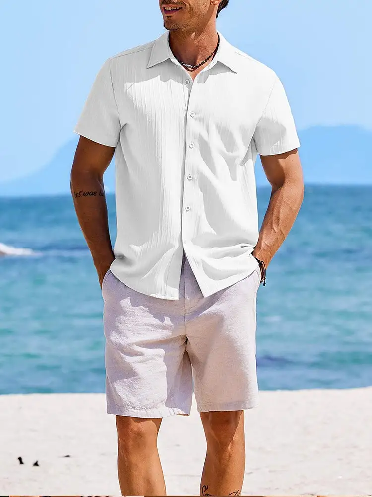 Clean Placket Textured Woven Shirt