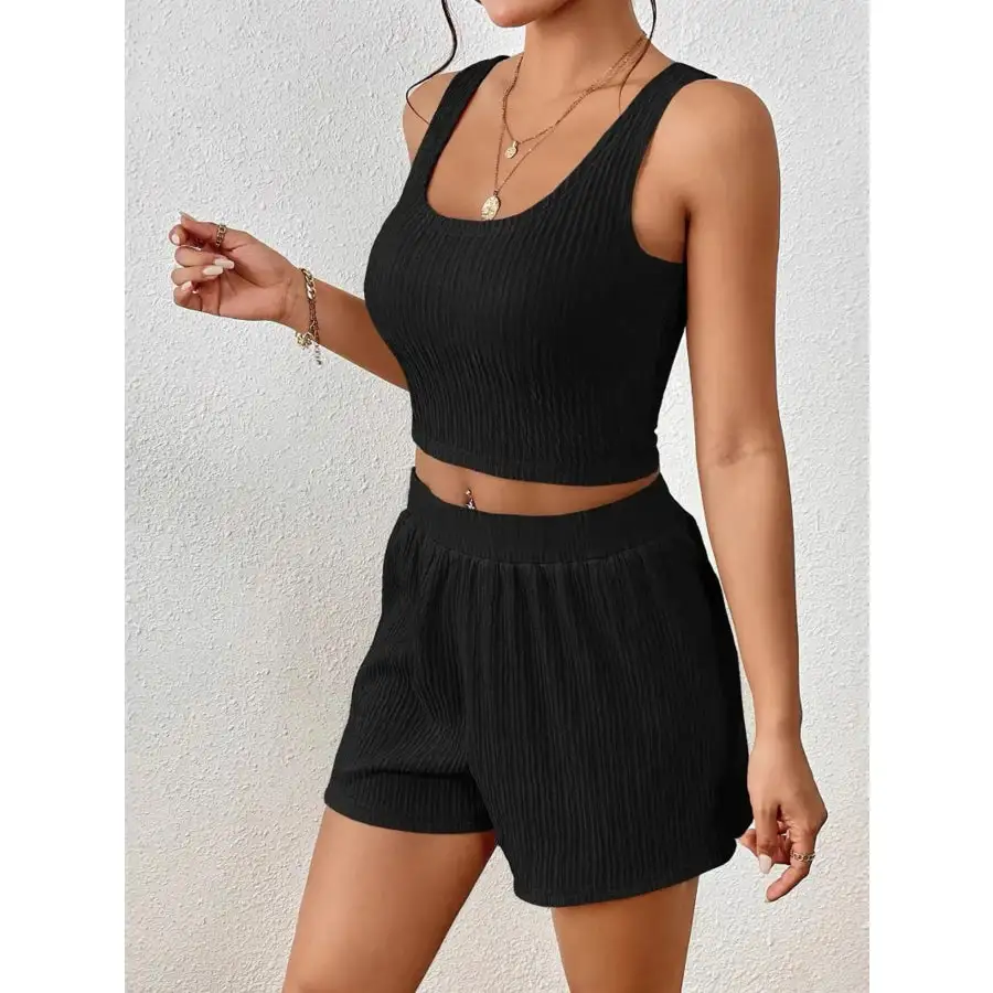Scoop Neck Top and Shorts Set