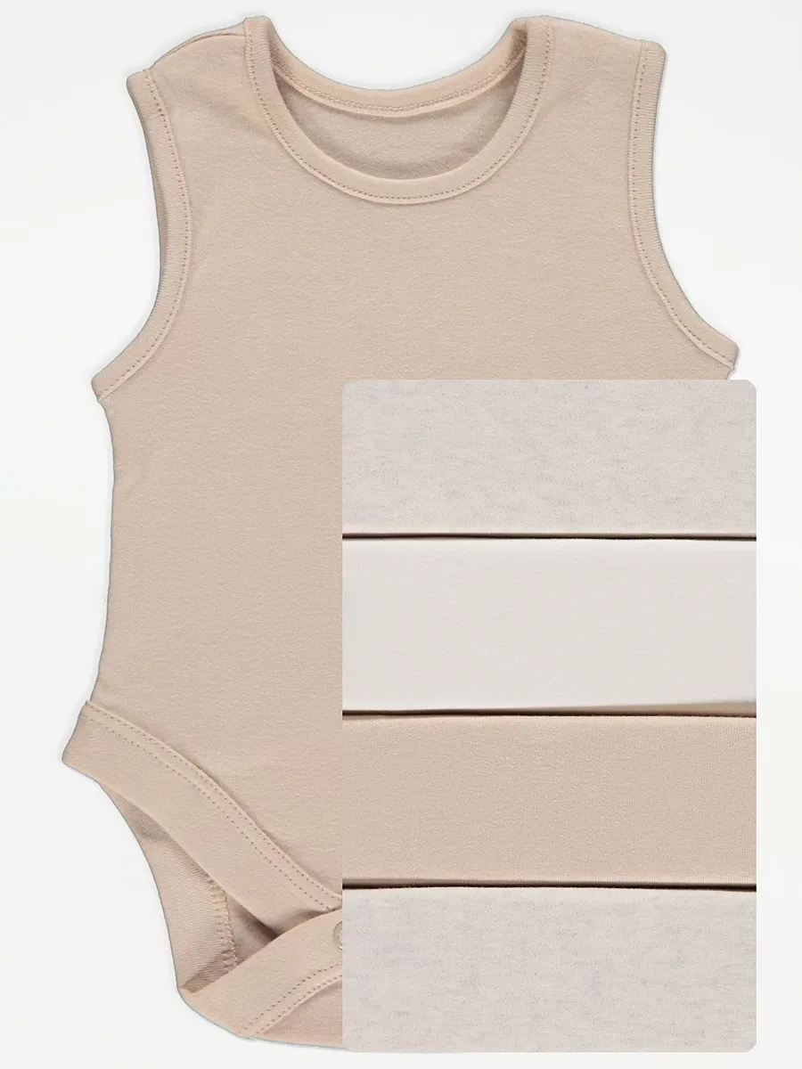 Neutral Sleeveless Bodysuits 5 Pack