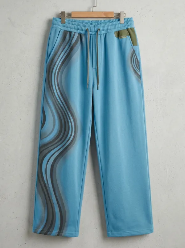 Unisex Wavy Line Graphic Sweatpants