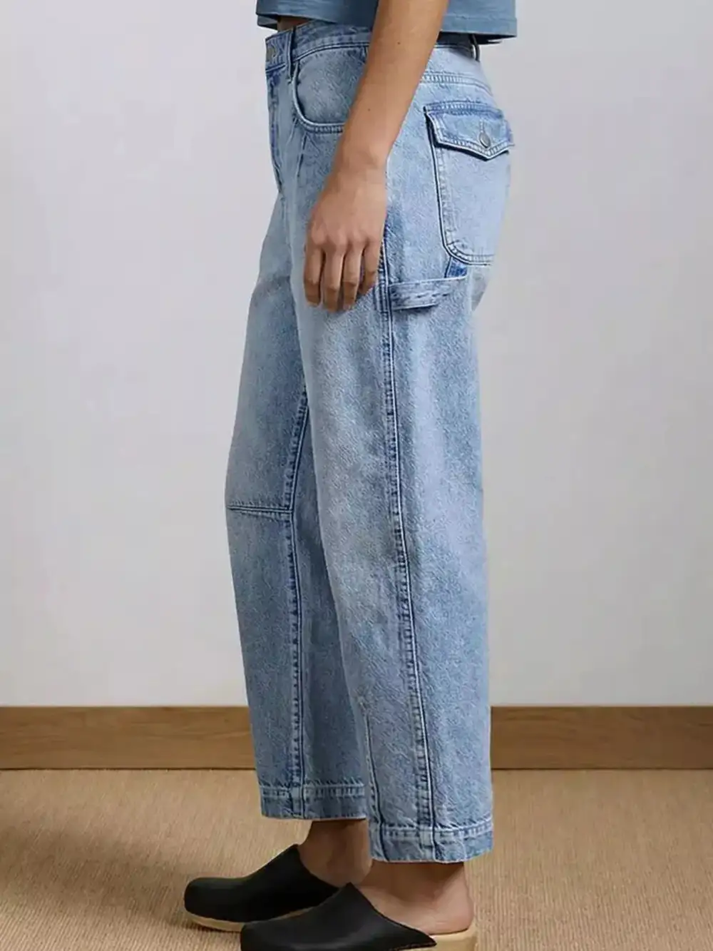 Women' Washed Wide Leg Jeans With Pockets