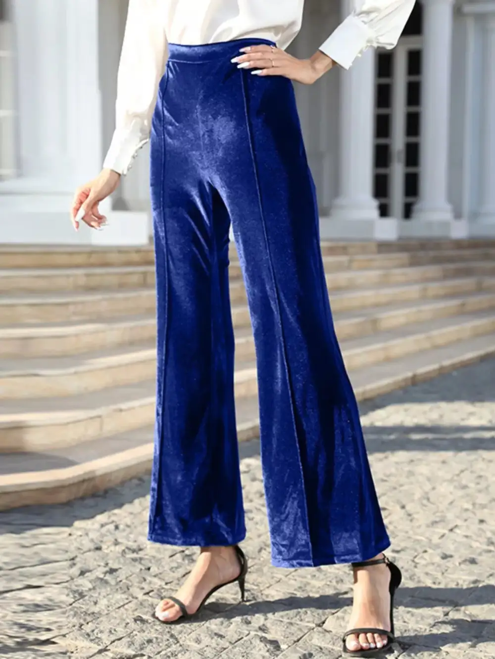 High Waist Wide Leg Velvet Pants