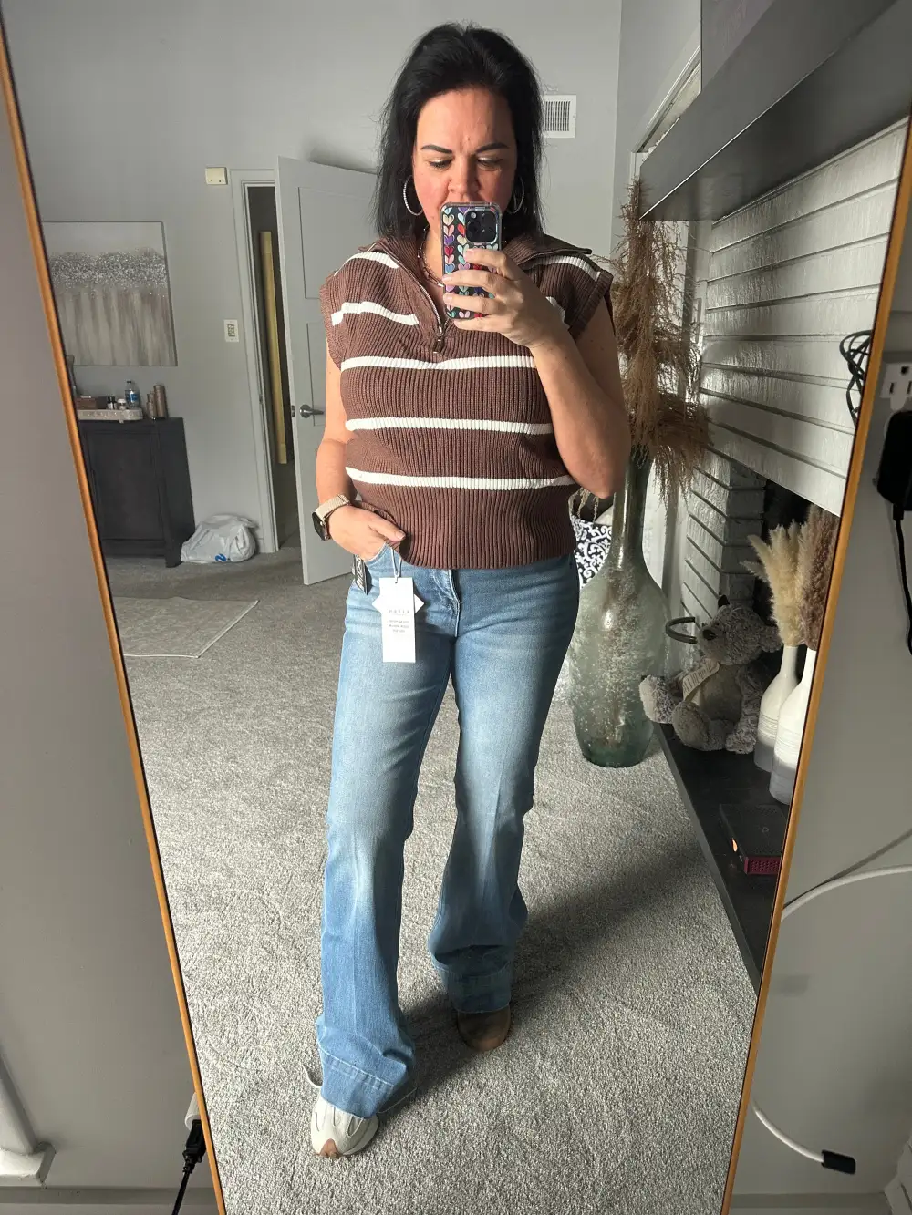 Denim Mid Rise Flared Pocketed Jeans