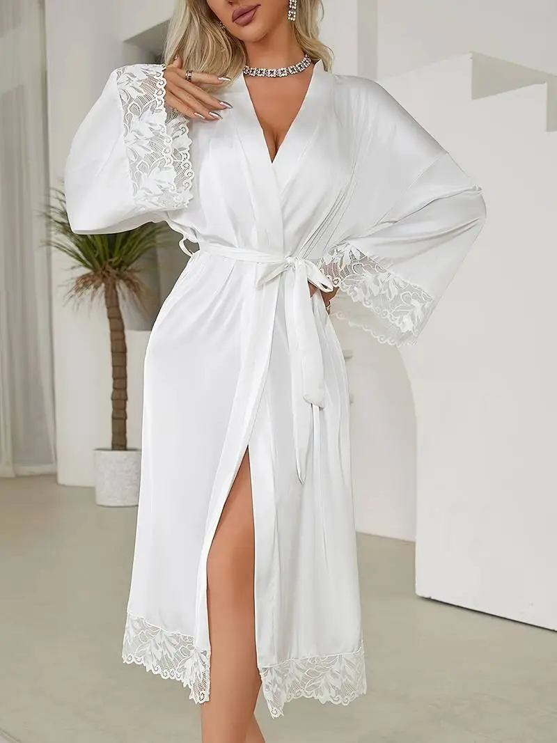 Trimmed Satin Wrap Robe