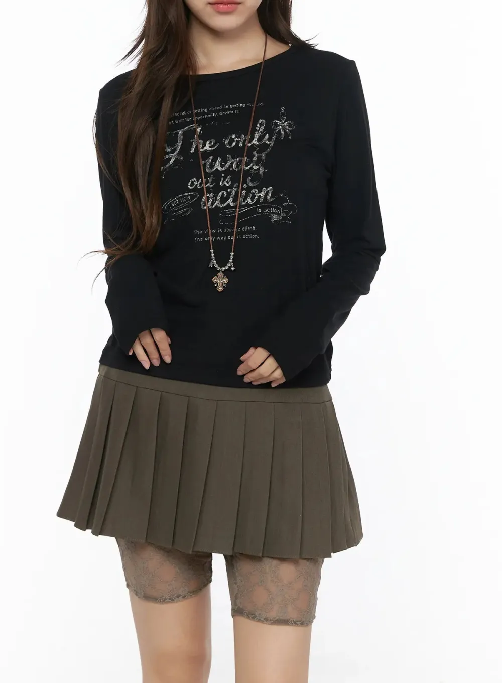 Vintage Graphic Round-Neck Long Sleeve Top