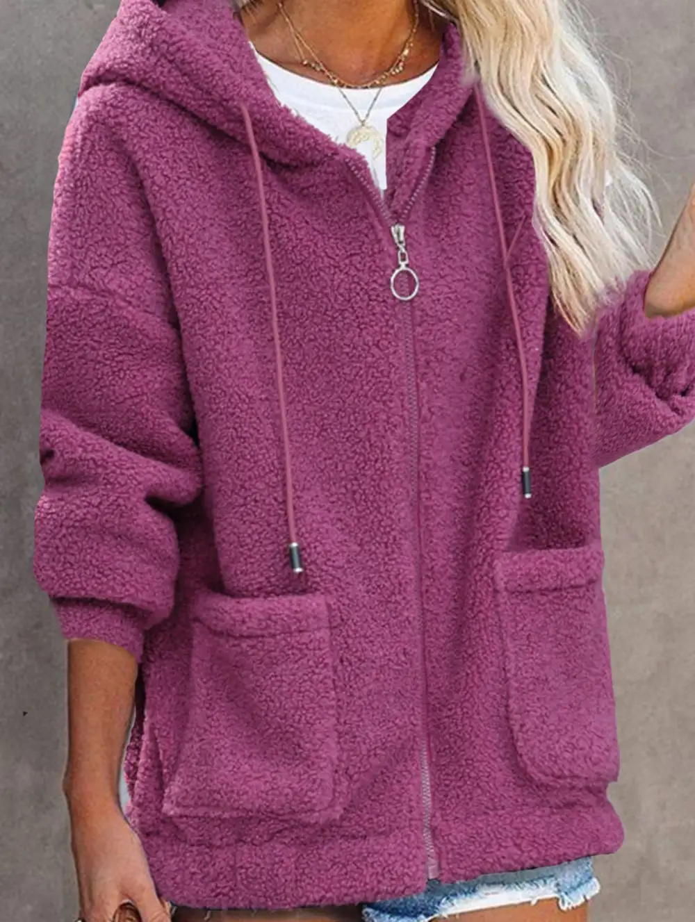 Zipper Cardigan Loose Top Coat
