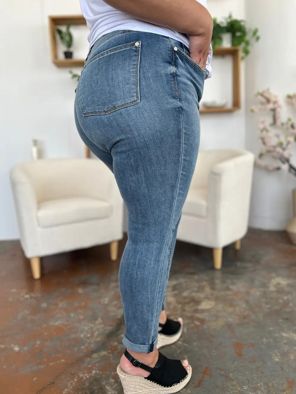 Clean Cuffed Denim Jeans