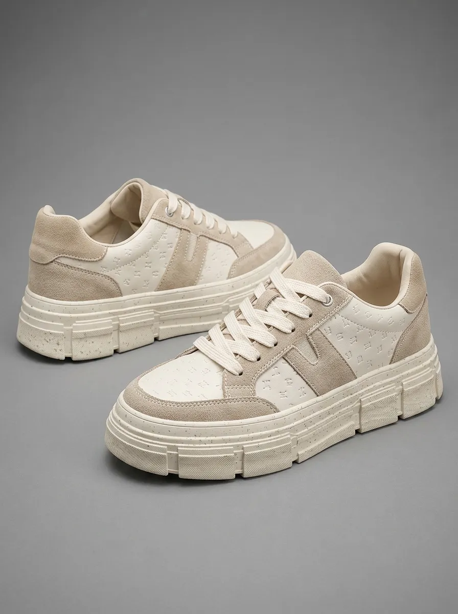 Men's Street Monogram Pattern Suede Printed Sneakers