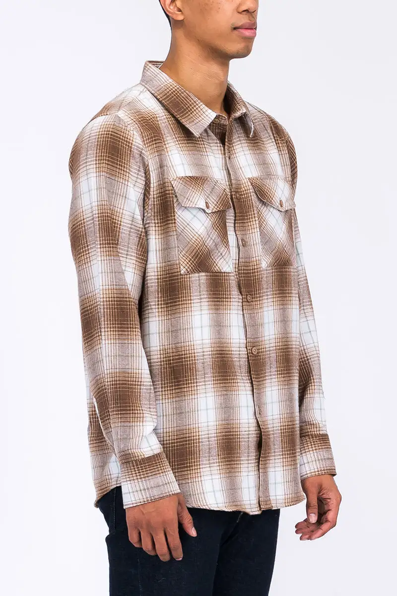 Brown Green Brushed Flannel Shirt