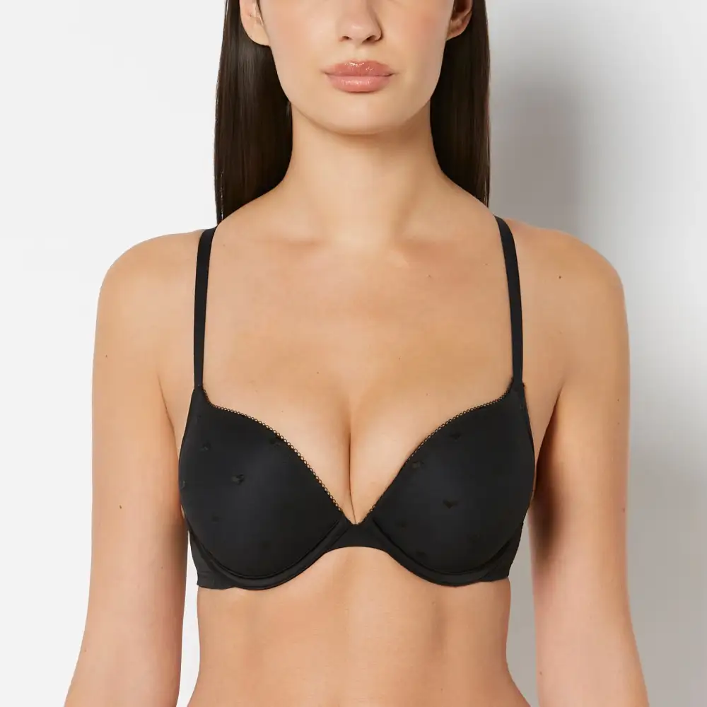 Up Cup Plunge Bra With Heart Mesh