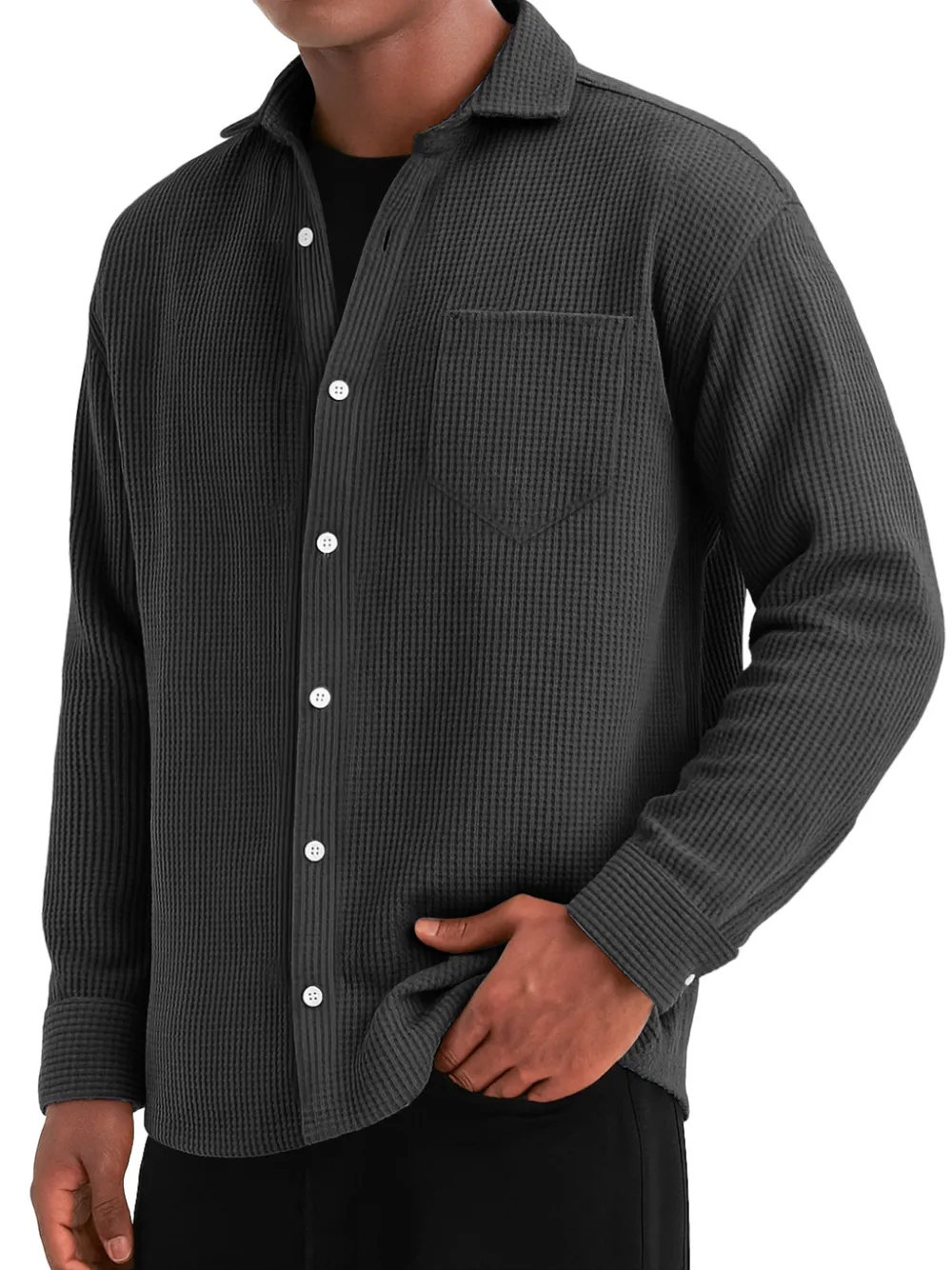 Comfort Fit Textured Knit Pocket Shirt