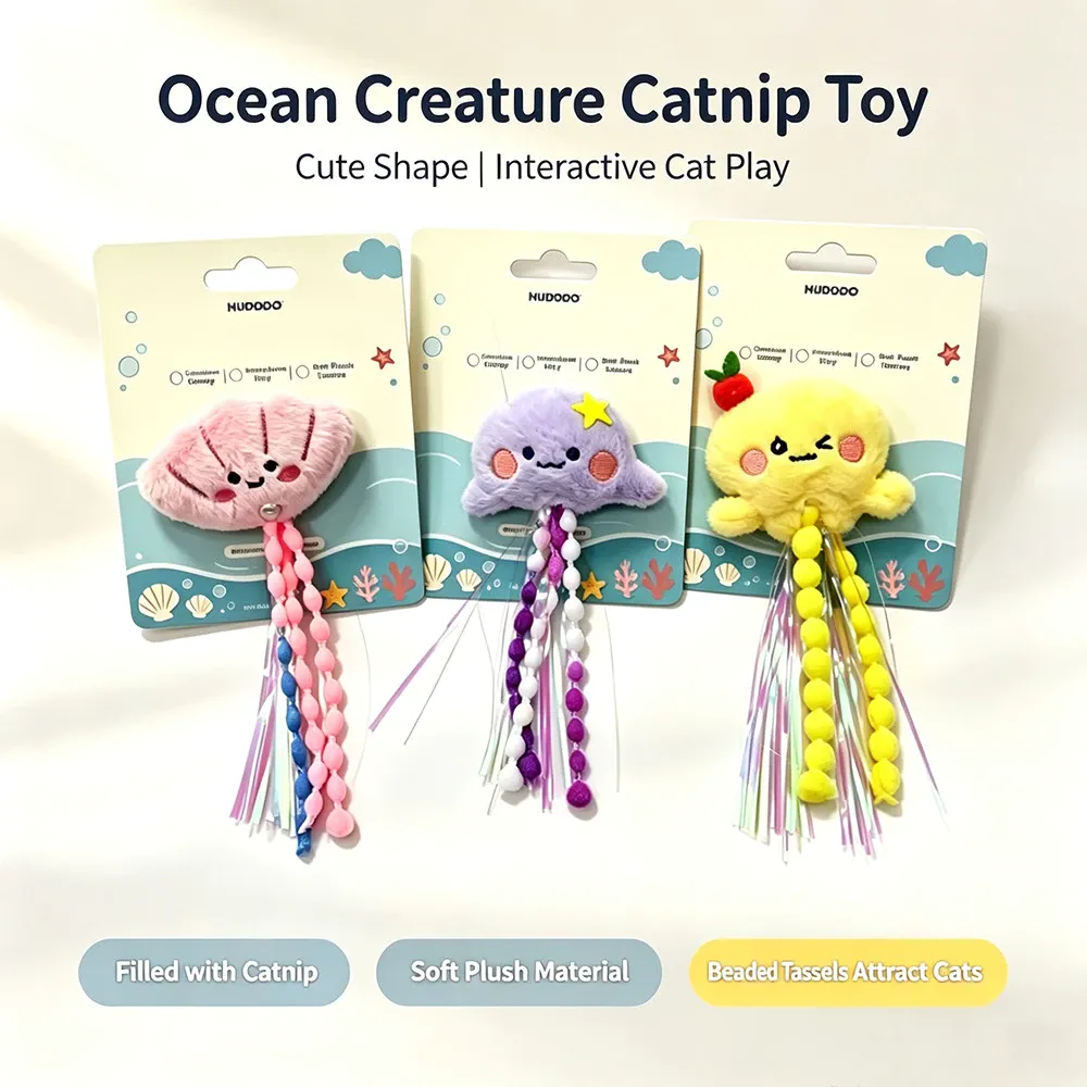 Soft Plush Cat Toy with Catnip Filling Bead Tassel Interactive Play Toy Reduce Boredom for Cats Kitten