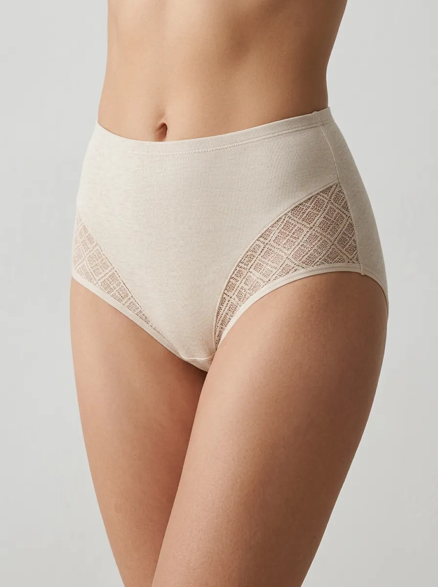 Women's High-Waisted Lace-Trim Geometric Panties
