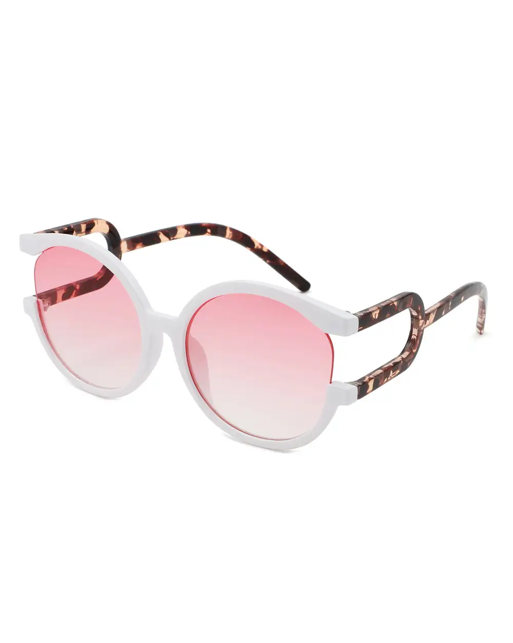 Textured Round Frame Sunglasses