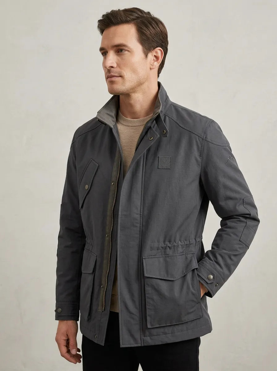 Men's Outdoor Adventure Mountain Logo Embroidered Field Jacket