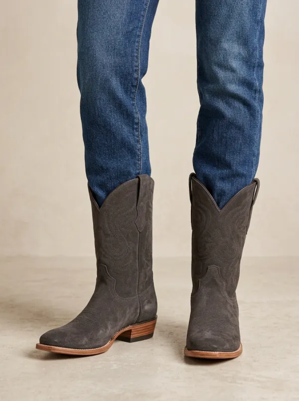 Vintage Leather Unisex Cowboy Boots With Embroidery