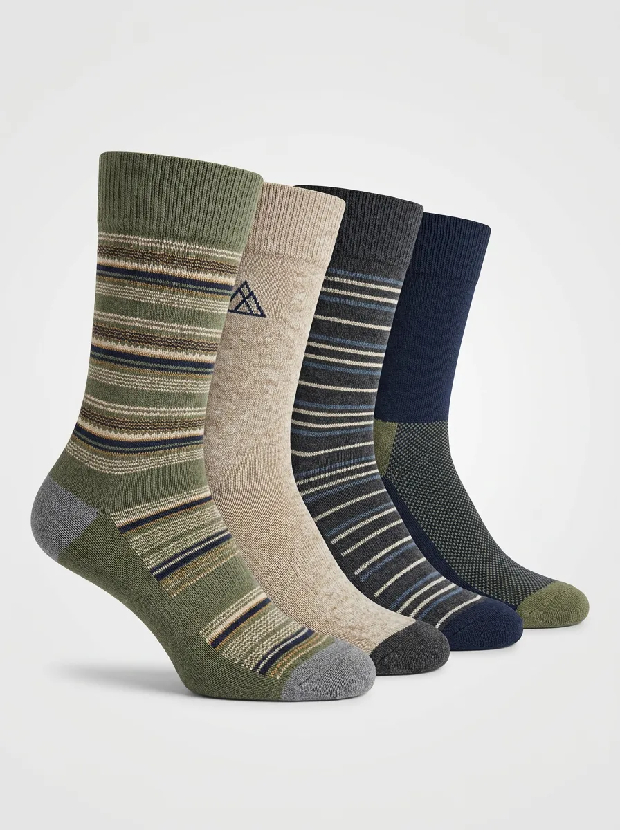 Heritage Striped Vintage-Inspired Men's Four-Pair Long Socks