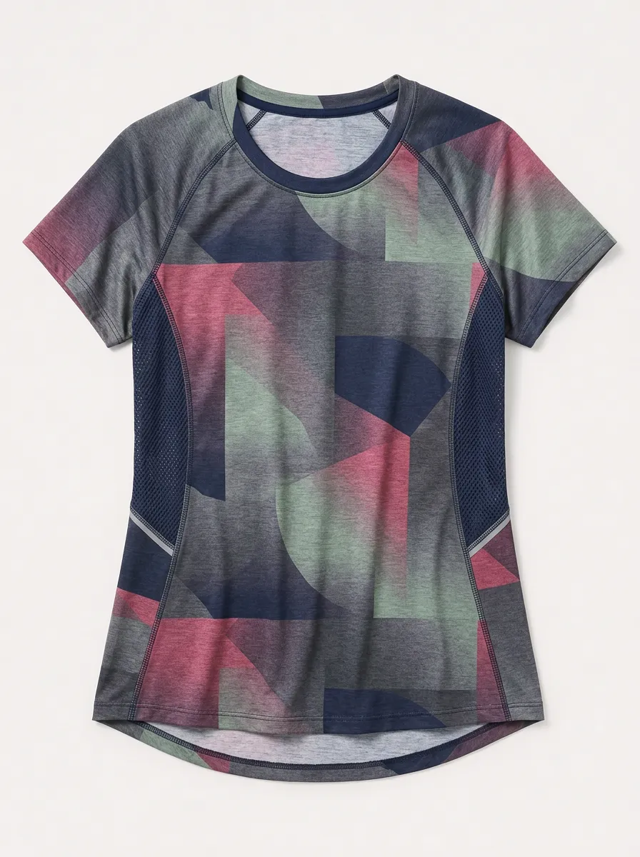 Women's Flex Athletic Fitness Geometric Pattern Printed Top