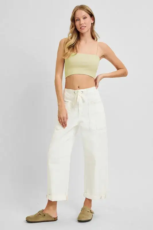Classic High Waist Wide Leg Pocketed Denim Jeans
