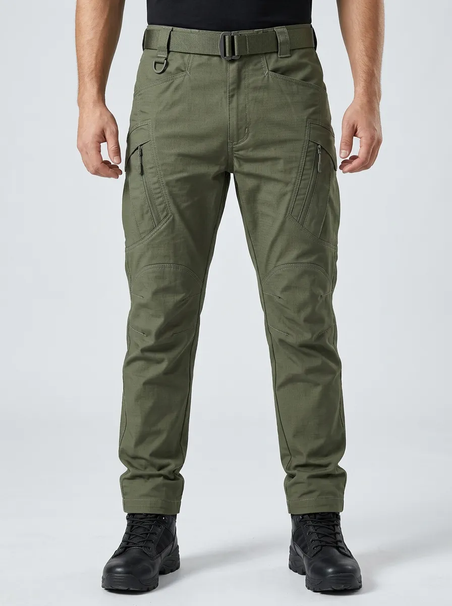 Men's Utility Tactical Outdoor Multi-Pocket Olive Green Cargo Pants