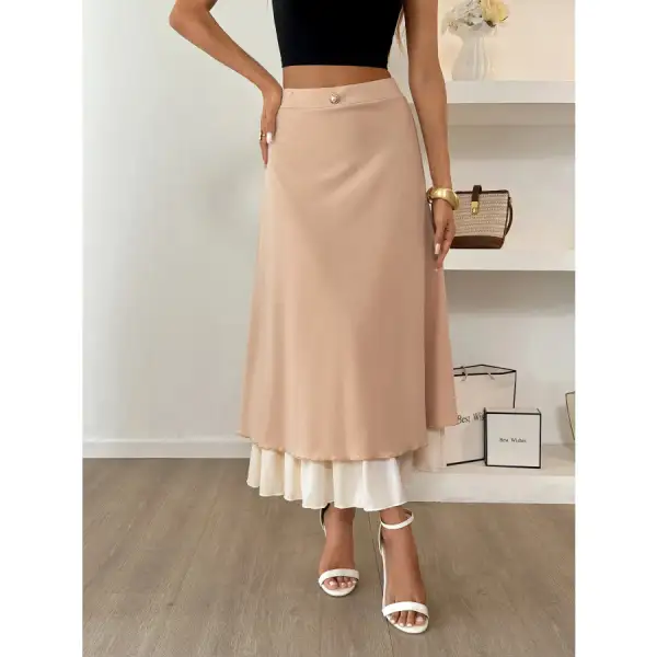 Layered Midi Skirt with Contrast Hem Detail