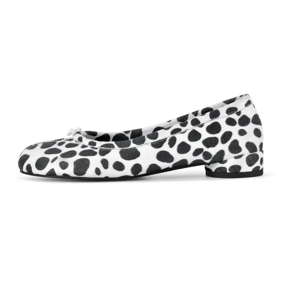 Polka Dot Round Toe Chunky Heel Pumps