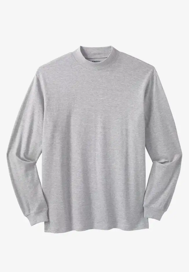 Mock Turtleneck Long-Sleeve Cotton Tee