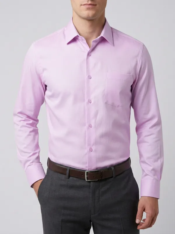Men's Office Inspired Long-Sleeve Solid Dress Shirt