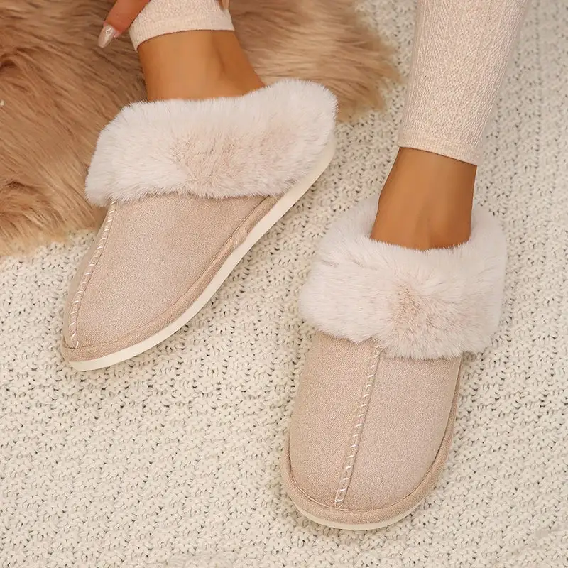 Faux-Suede Suede Plush-Lined Indoor Slippers