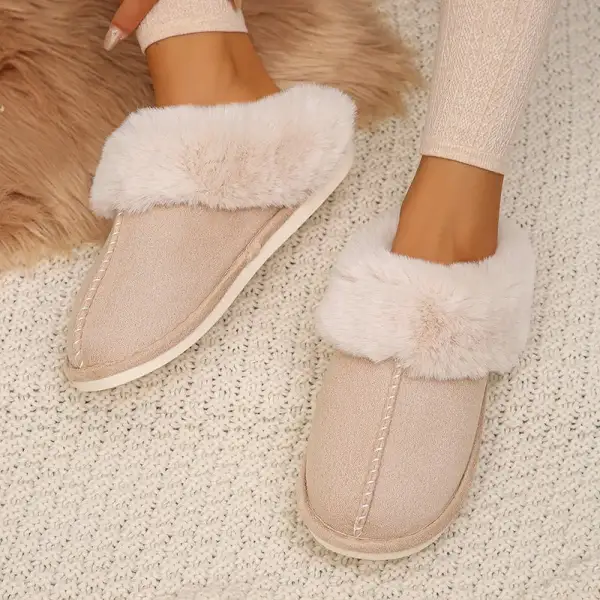 Faux-Suede Suede Plush-Lined Indoor Slippers