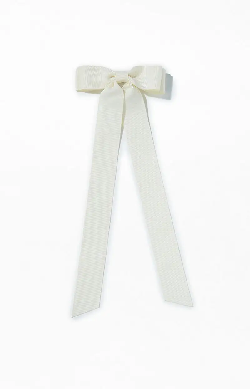 LA Hearts Cream Ribbed Double Loop Bow Barrette