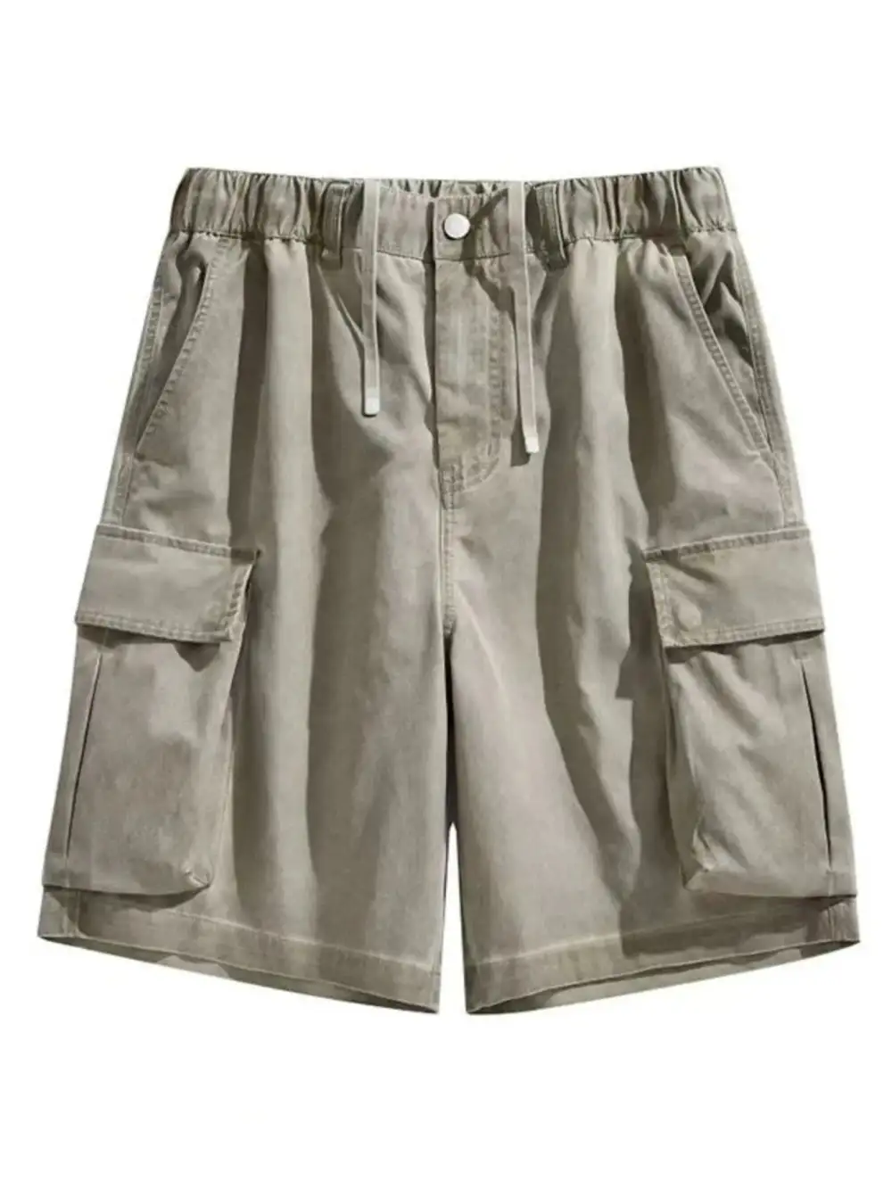 Elastic Waist Drawstring Pocket Detail Cargo Shorts