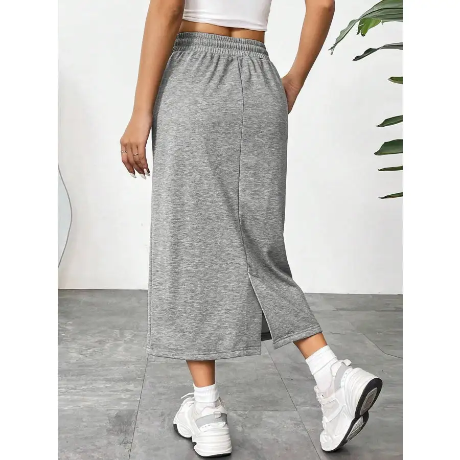 Slit Drawstring Midi Skirt