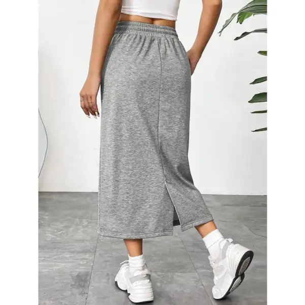 Slit Drawstring Midi Skirt