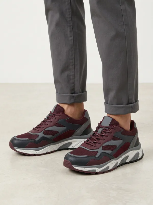Men's Colorblock Speckled Sole Printed Sneakers