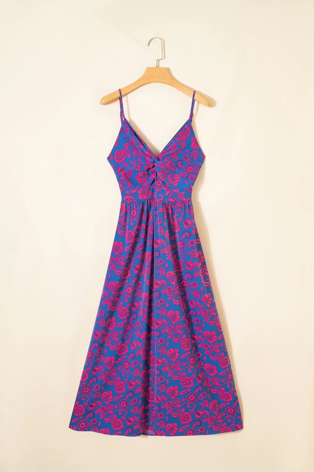 Blue Floral Tie Back Maxi Dress