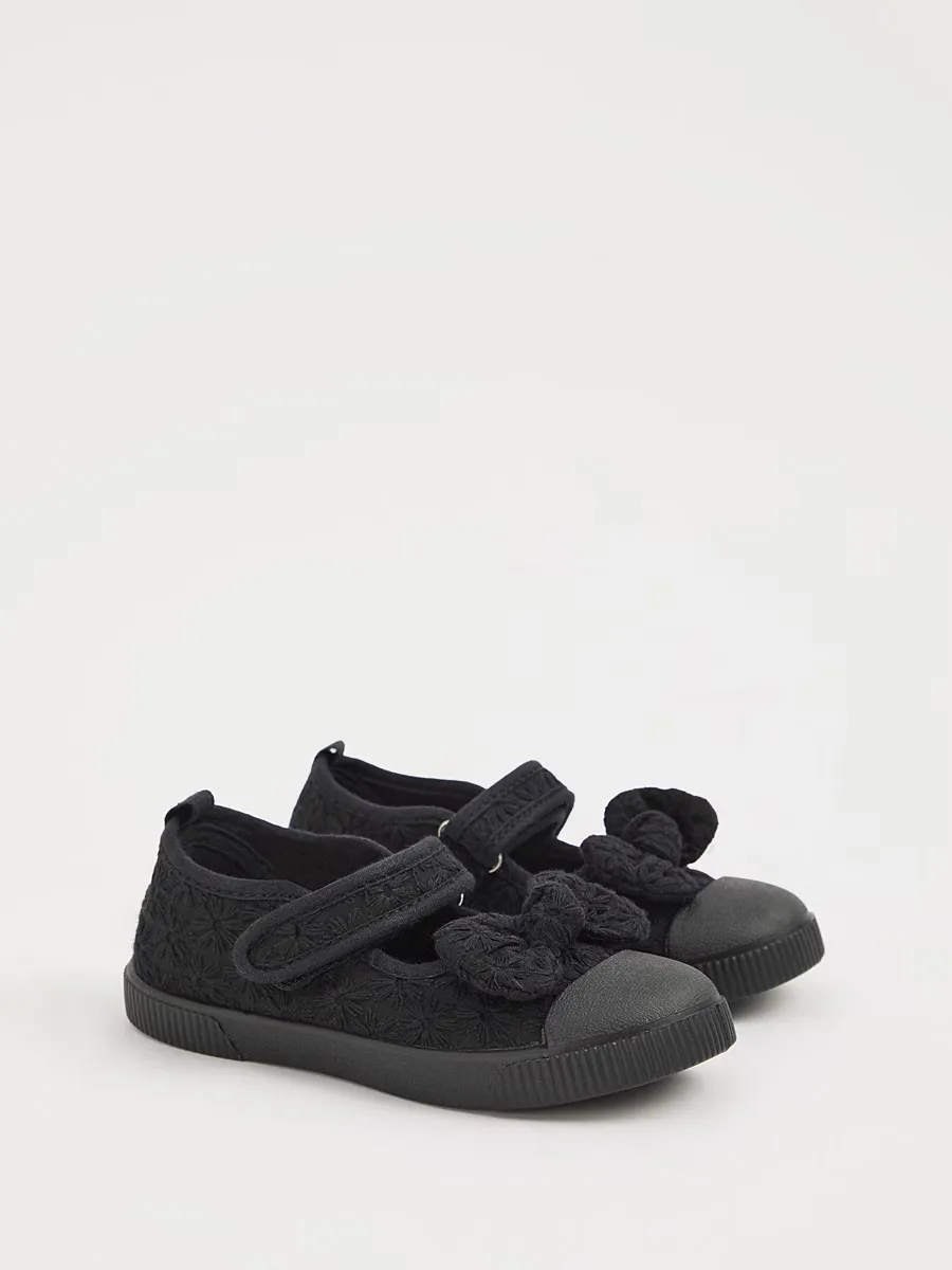Black Broderie Mary Jane Shoes