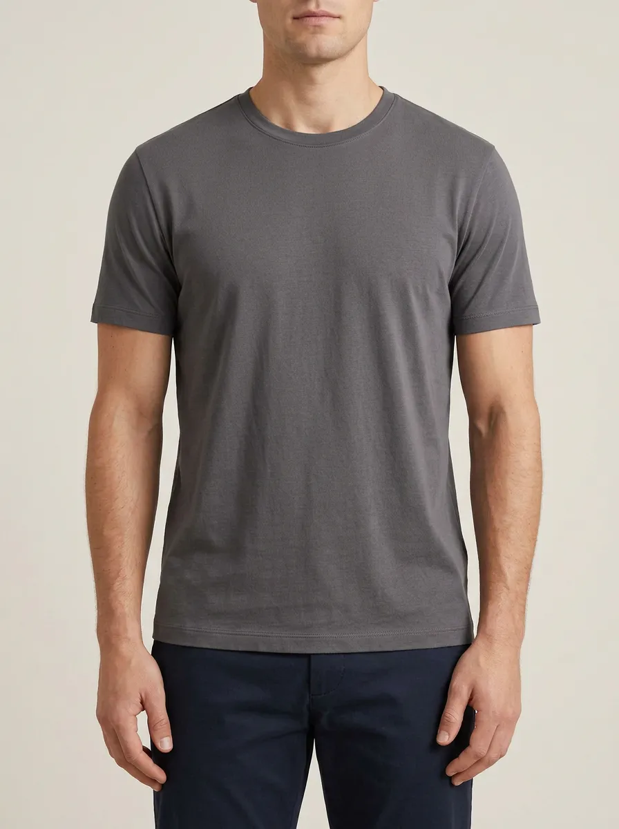 Frontier-Inspired Minimalist Men's Cotton Crew Neck T-Shirt
