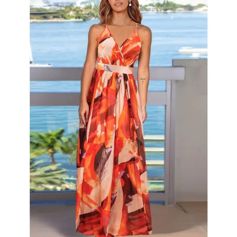 Relaxed Floral Print Spaghetti Strap Maxi Dress