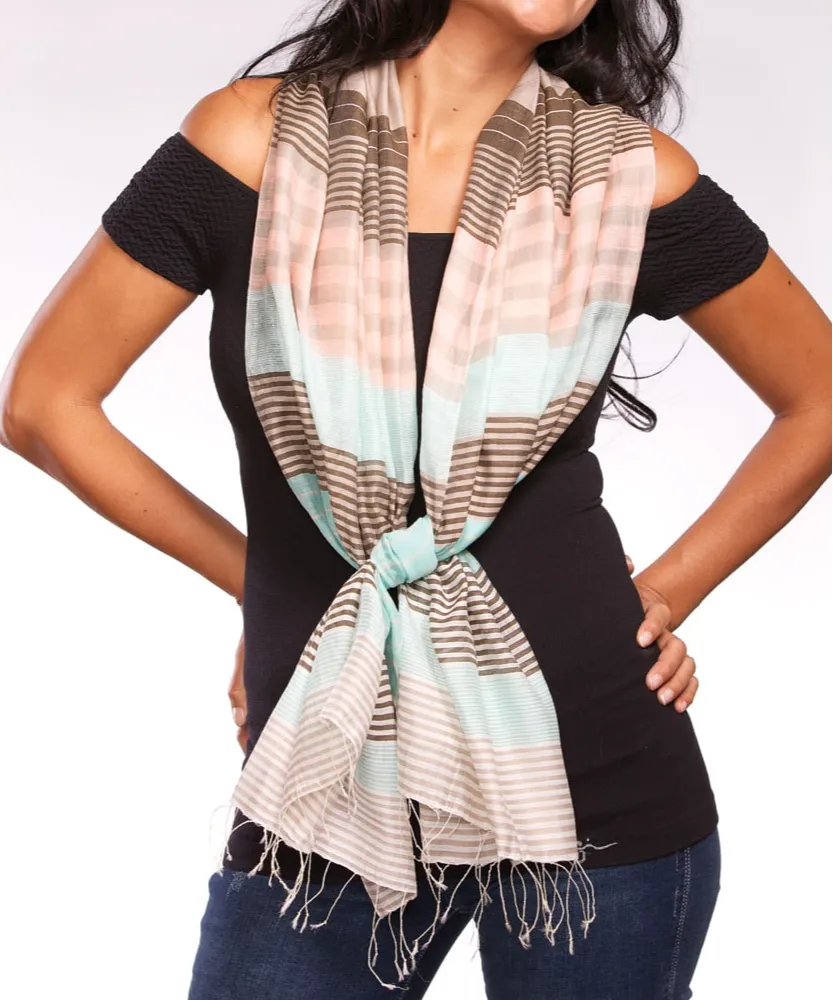 Silk Blend Striped Scarf
