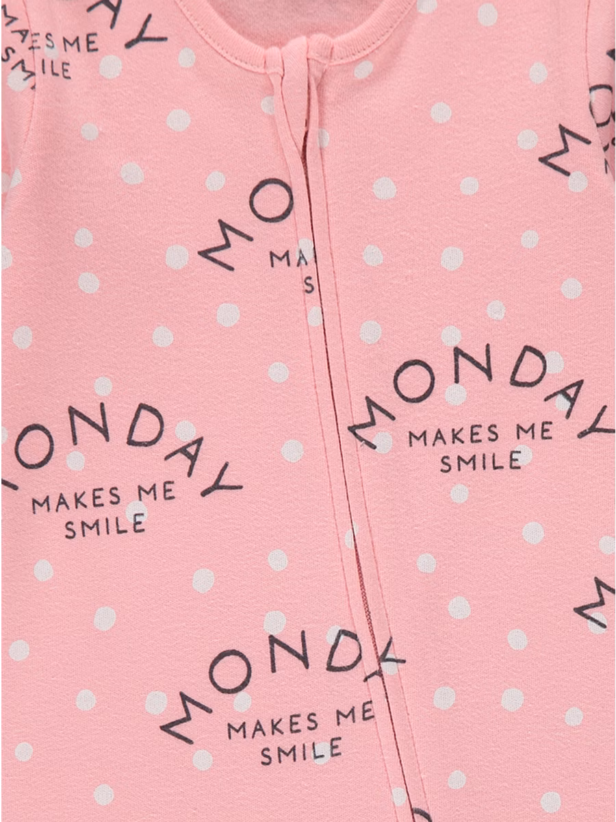 Pastel Spotty Days of the Week Sleepsuits 2 Way Zip Fastening 7 Pack detail 3