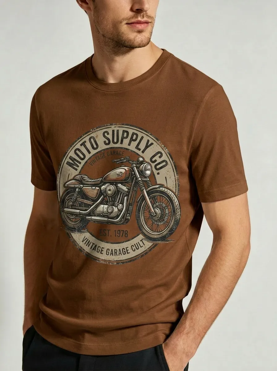 Men's Vintage Motorcycle Garage Printed T-shirt