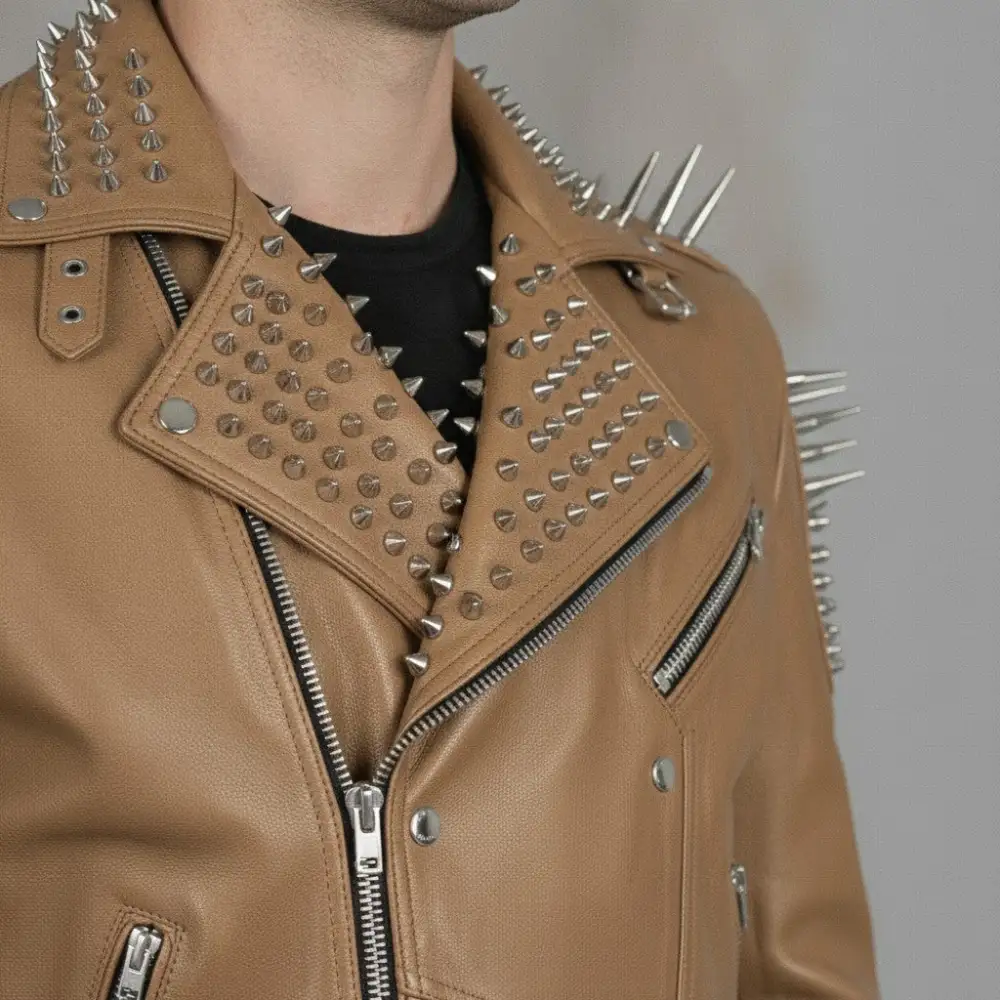Leather Biker Motorcycle Studded Jacket