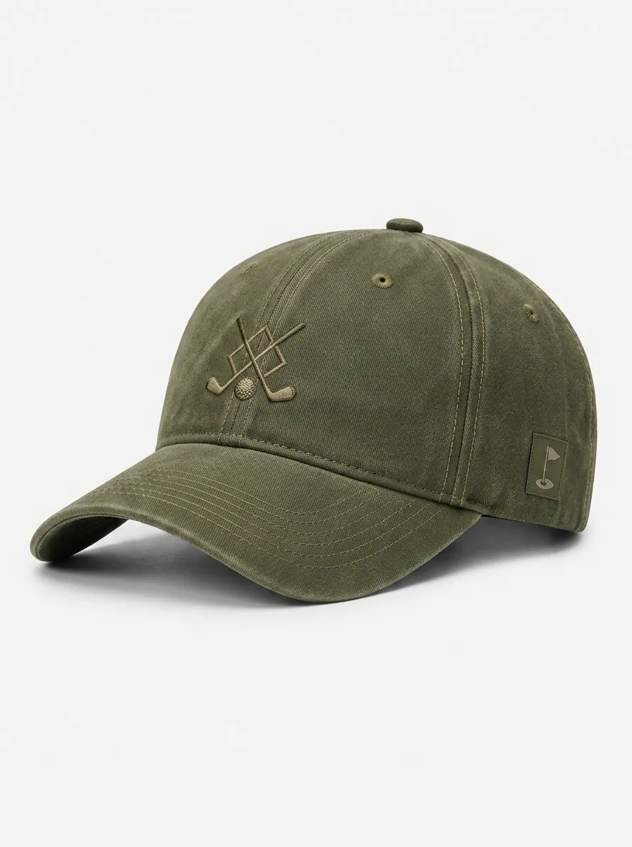 Men's Golf Baseball Cap Featuring Crossed Clubs Embroidery