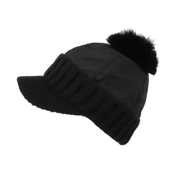 Knit Pom Pom Fleece Sun Visor