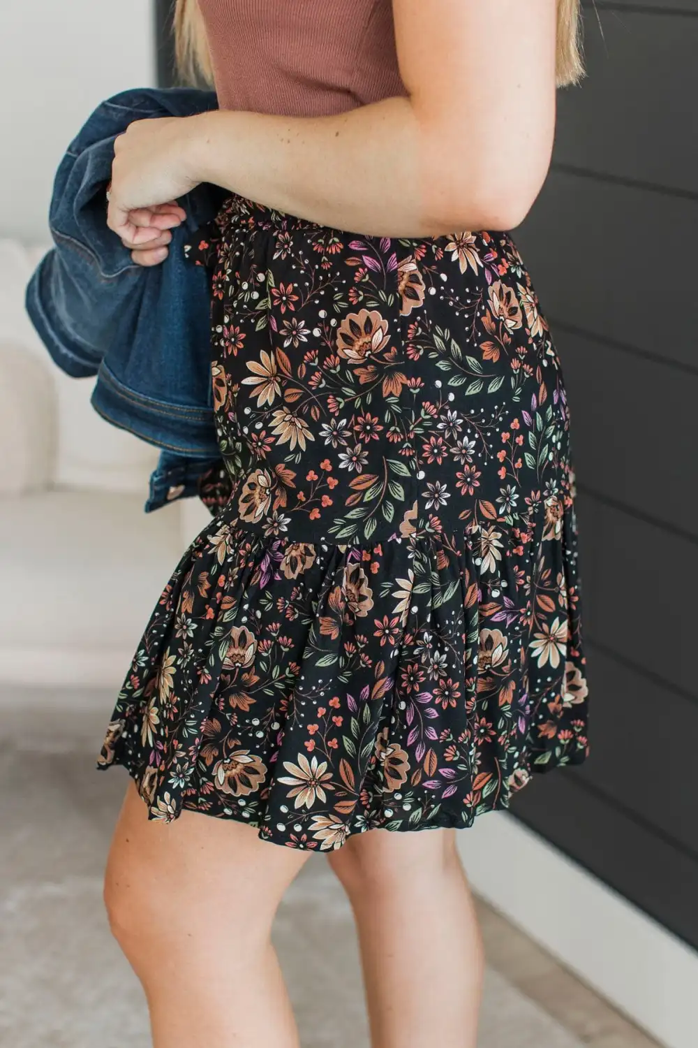 Elastic Waist Floral Everyday Relaxed Skirt