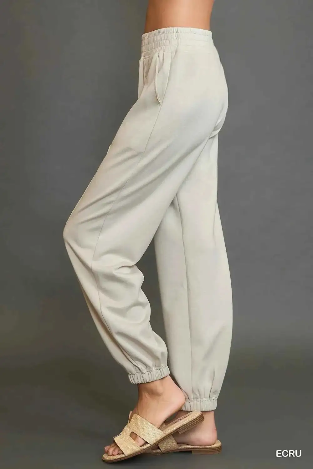 Drawstring Jogger Pants with Front Seam Detail T-Shirt